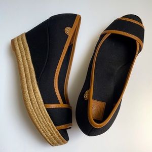 Like NEW Tory Burch Espadrilles, Black/Tan Size 7